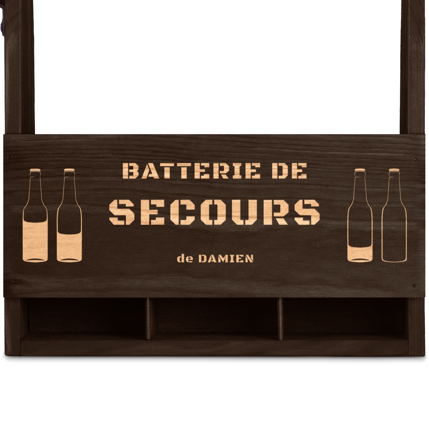 Porte-bière en bois avec gravure pour cousin