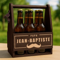 Porte-bière en bois avec gravure pour papa