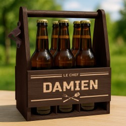 Porte-bière en bois avec gravure pour collègue de travail