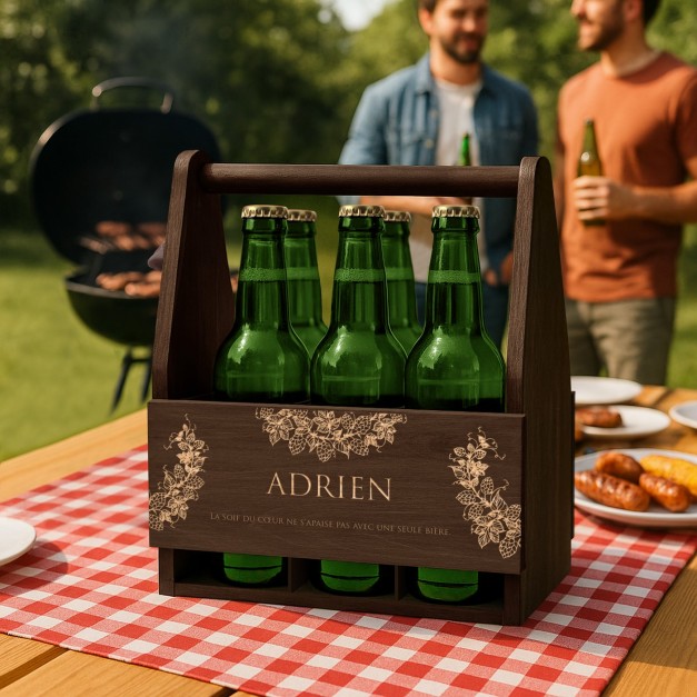 Porte-bière en bois avec gravure pour ami copain