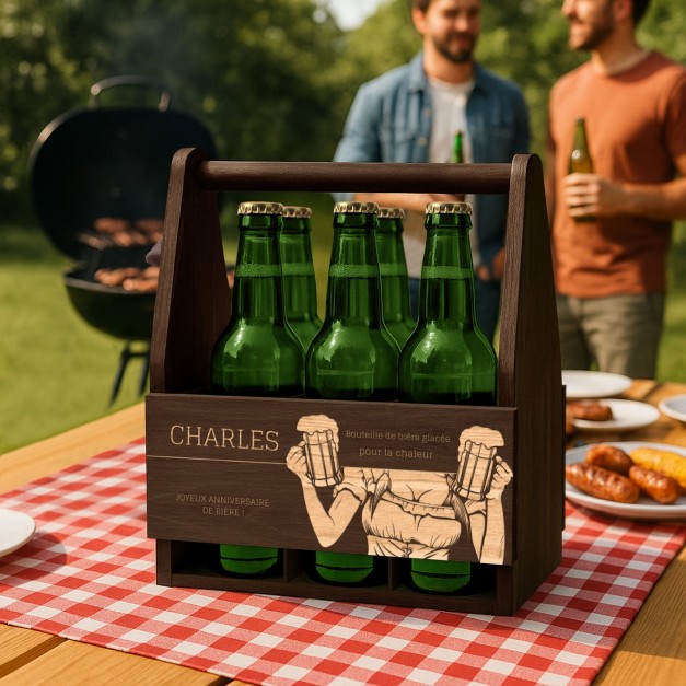 Porte-bière en bois avec gravure pour meilleur ami pour ses 18 ans