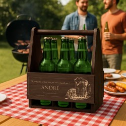 Porte-bière en bois avec gravure pour ami