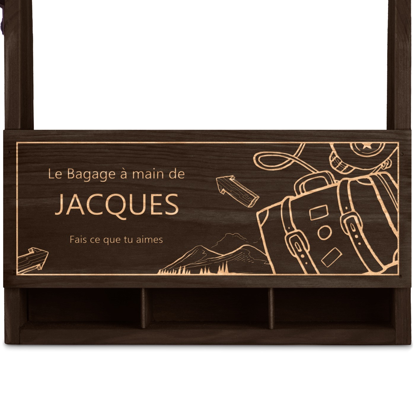 Porte-bière en bois avec gravure pour voyageur