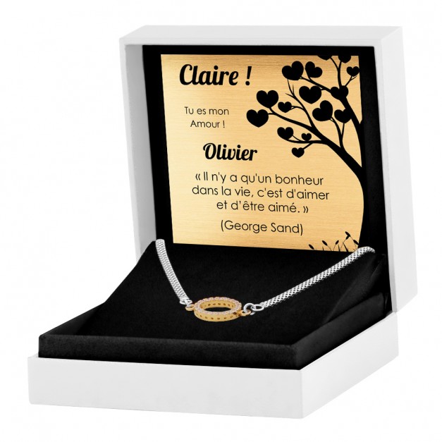Collier en argent massif 925 (millièmes) avec gravure pour une femme