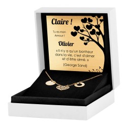 Collier en argent massif 925 (millièmes) plaqué or avec gravure pour une femme