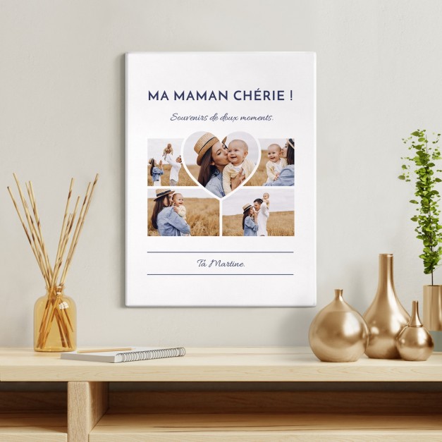 Collage photo sur toile personnalisée pour maman