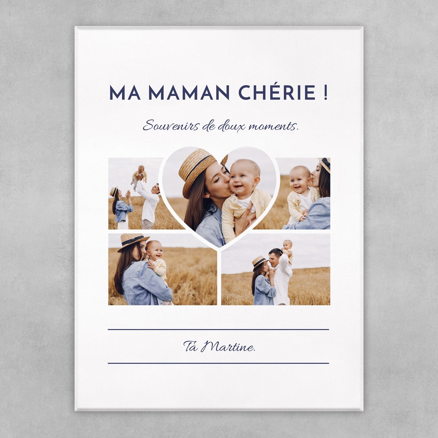 Collage photo sur toile personnalisée pour maman