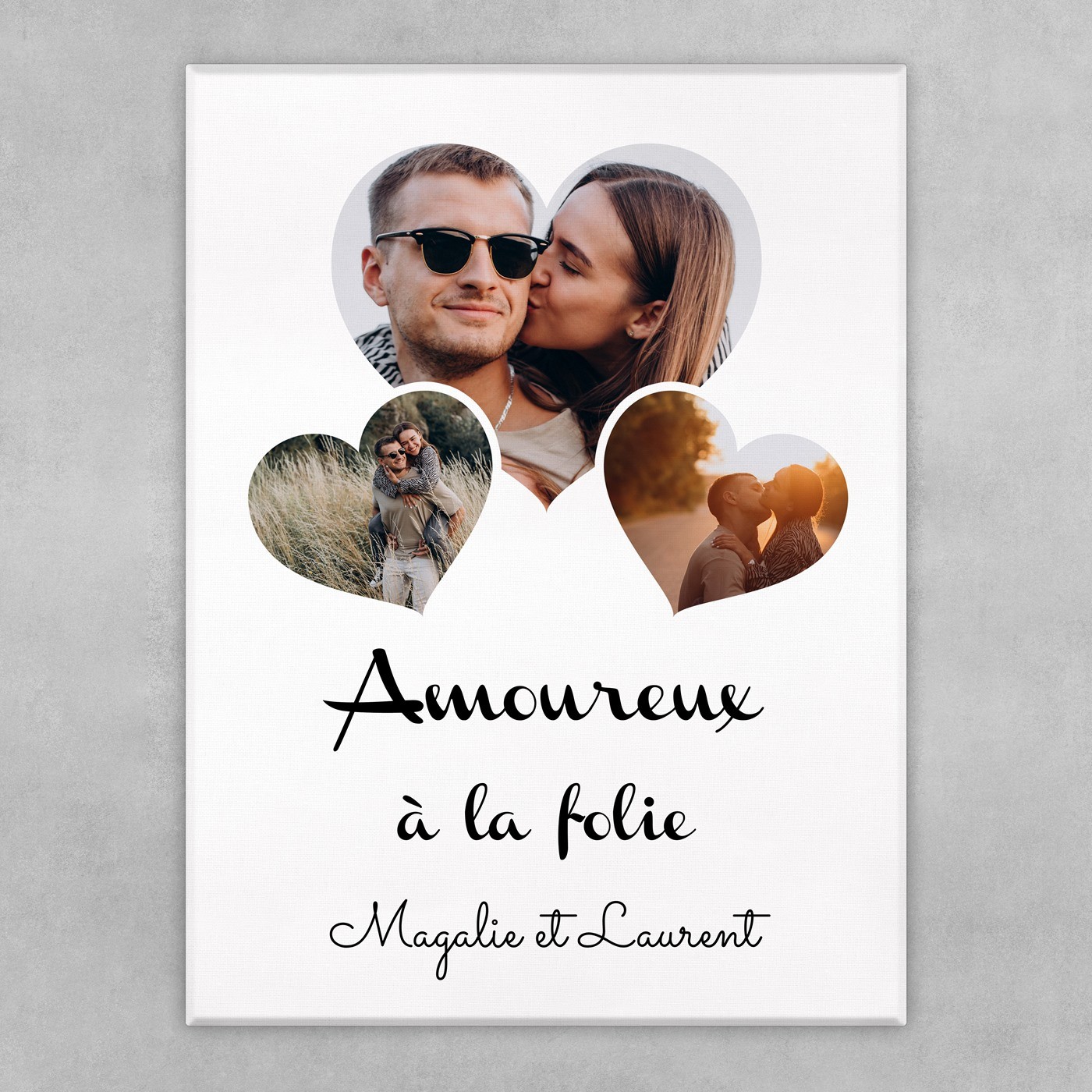 Collage photo sur toile personnalisée pour un couple amoureux