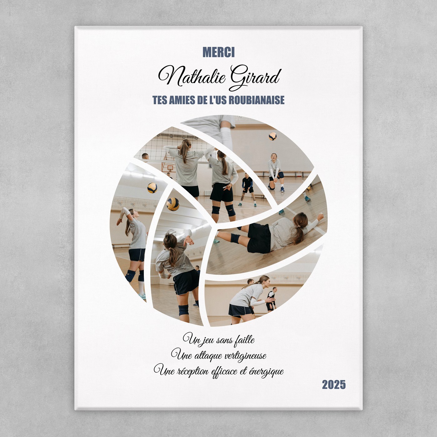 Collage photo sur toile personnalisée pour joueur de volley-ball