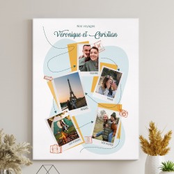 Collage photo sur toile personnalisée pour un couple de voyageurs
