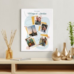 Collage photo sur toile personnalisée pour un couple de voyageurs