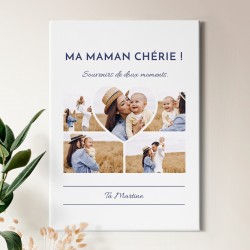 Collage photo sur toile personnalisée 50x70cm pour maman