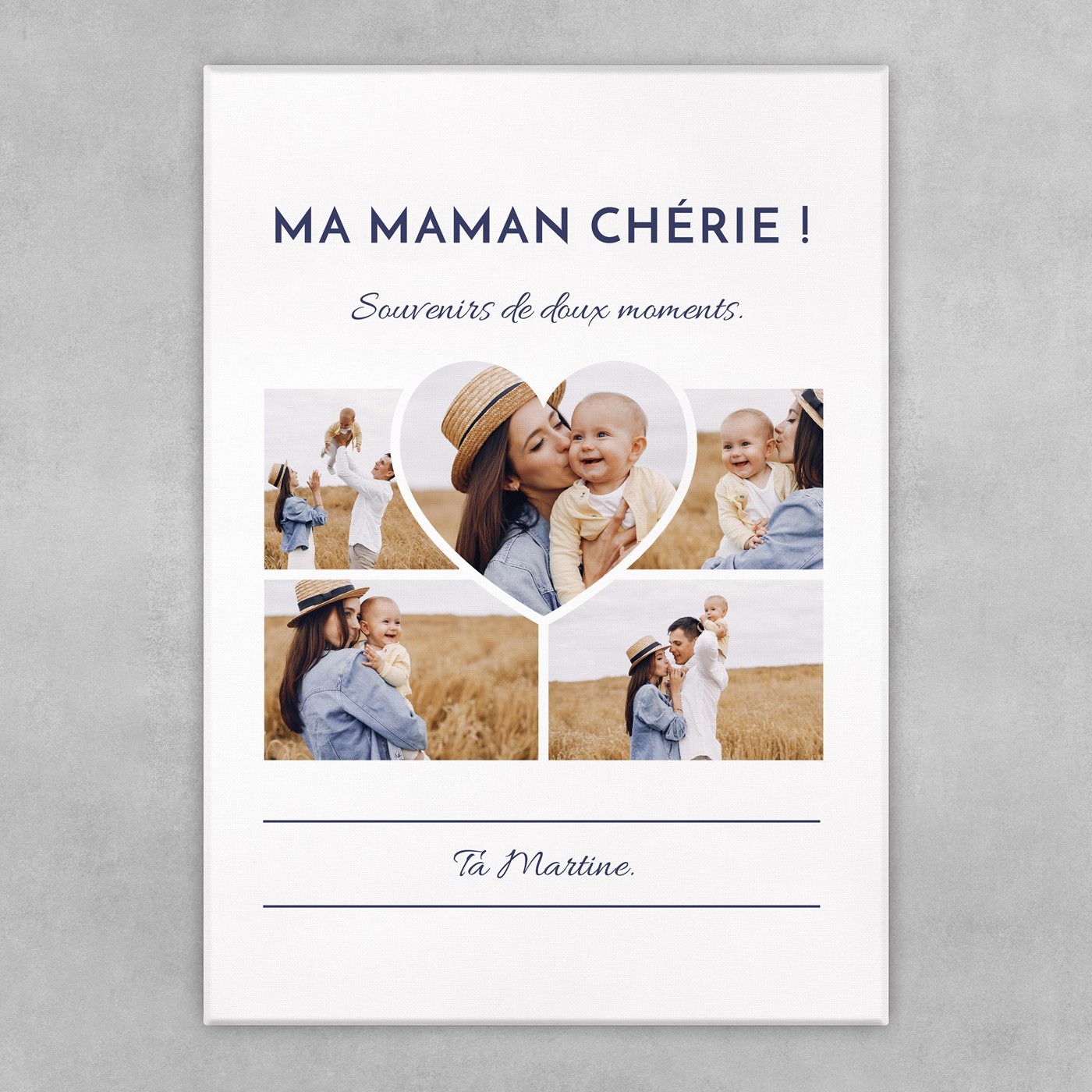 Collage photo sur toile personnalisée 50x70cm pour maman