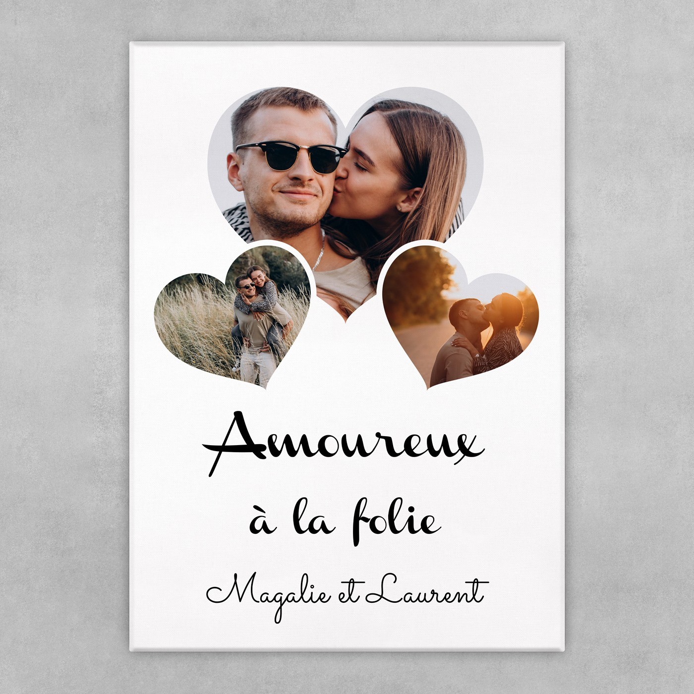 Collage photo sur toile personnalisée 50x70cm pour un couple amoureux