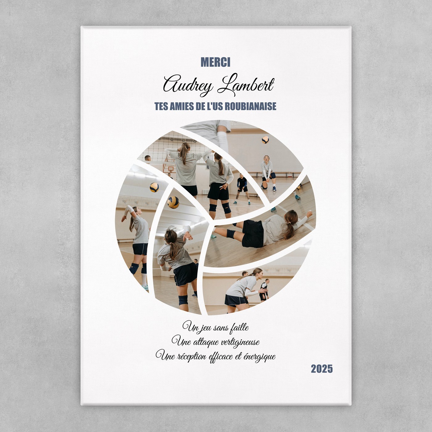 Collage photo sur toile personnalisée 50x70cm pour joueur de volley-ball