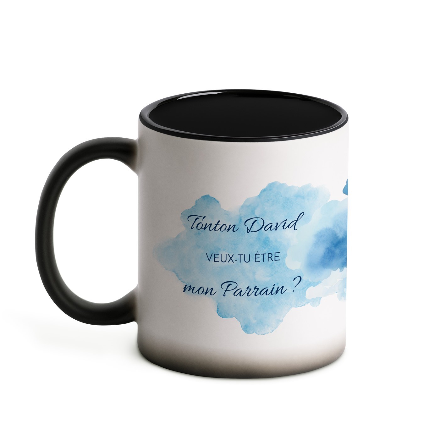 Tasse magique avec impression magique noir et blanc pour lui parrain