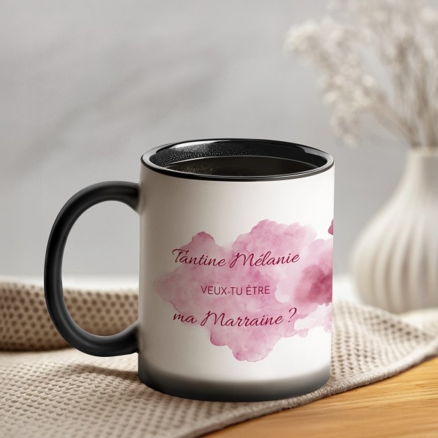 Tasse magique avec impression magique noir et blanc pour elle marraine