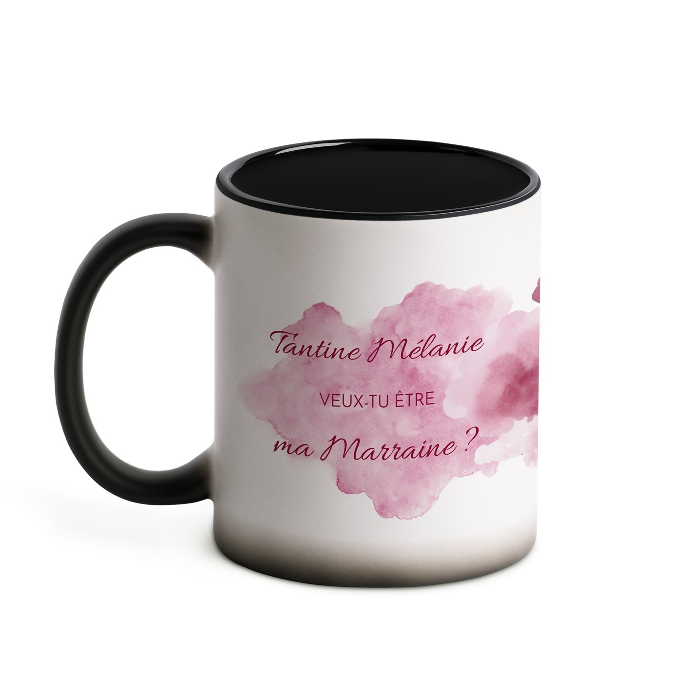 Tasse magique avec impression magique noir et blanc pour elle marraine