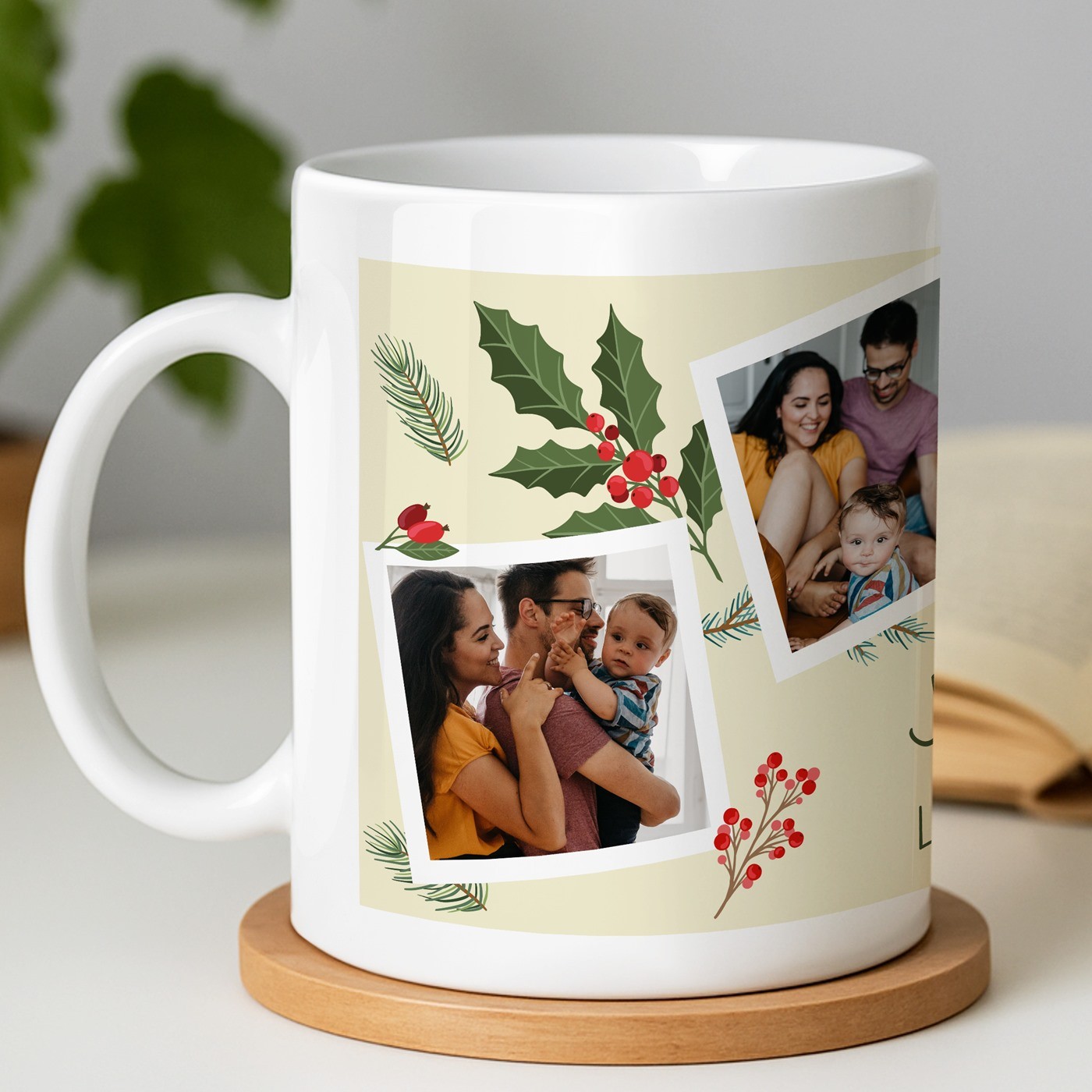 Mug blanc en céramique avec photo pour couple parents noel