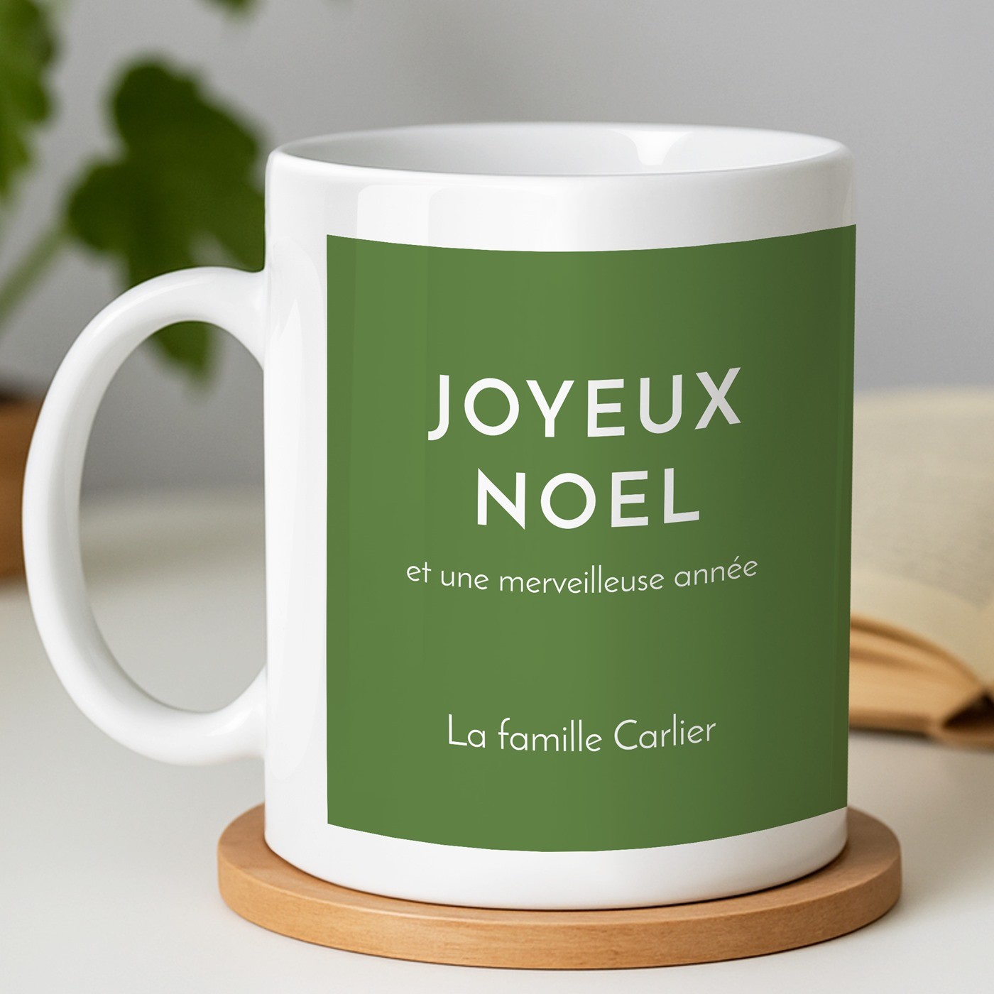 Mug blanc en céramique avec photo pour parents noel