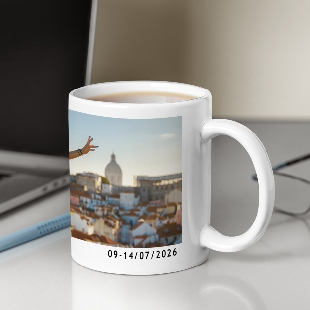 Mug blanc en céramique avec photo pour elle lui souvenir de vacances