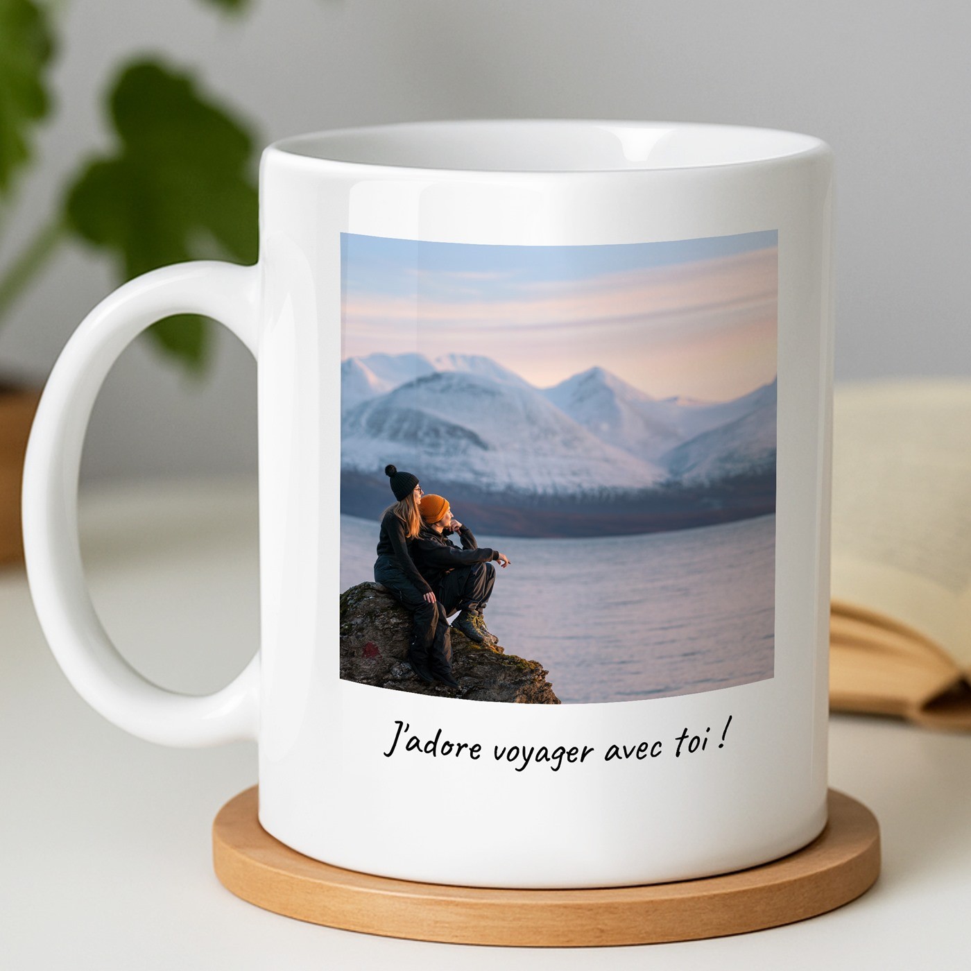 Mug blanc en céramique avec photo pour copain petit ami voyageur