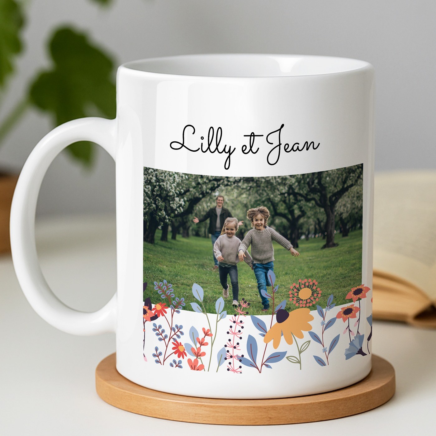 Mug blanc en céramique avec photo pour grands parents anniversaire