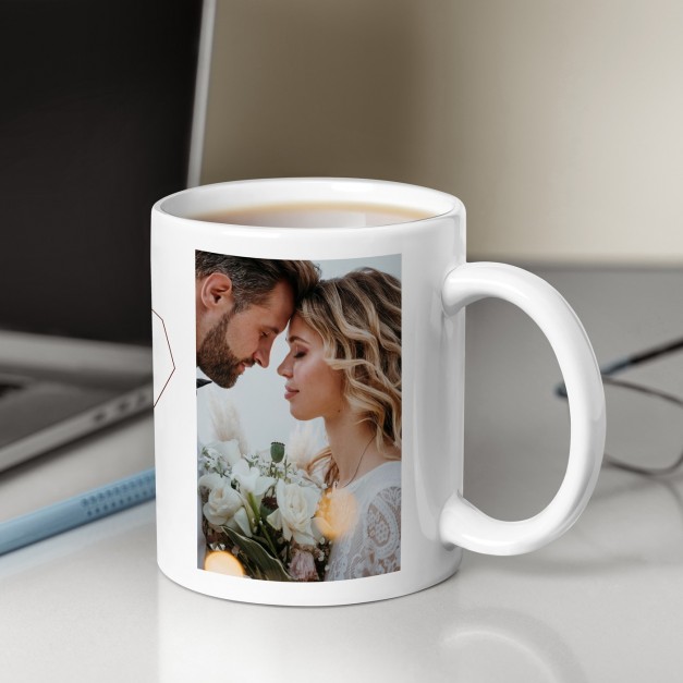 Mug blanc en céramique avec photo pour couple jeunes mariés