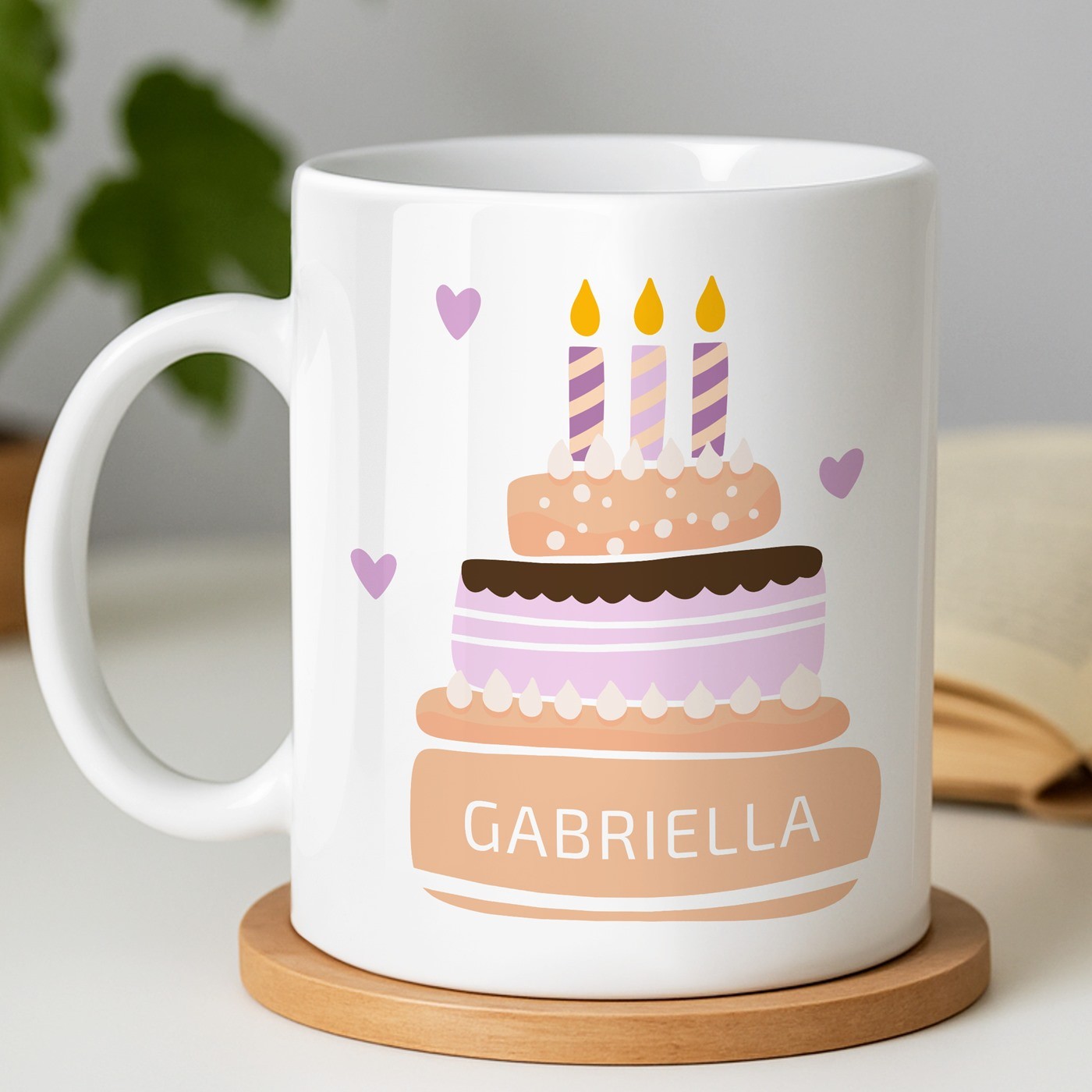 Mug blanc en céramique avec impression elle femme anniversaire