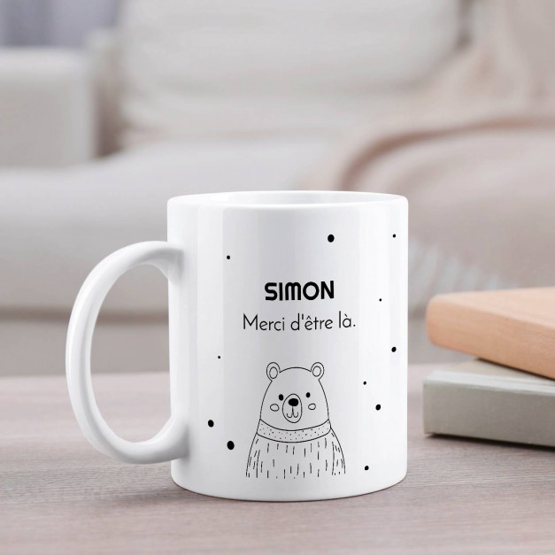 Mug blanc en céramique avec impression pour homme ourson anniversaire