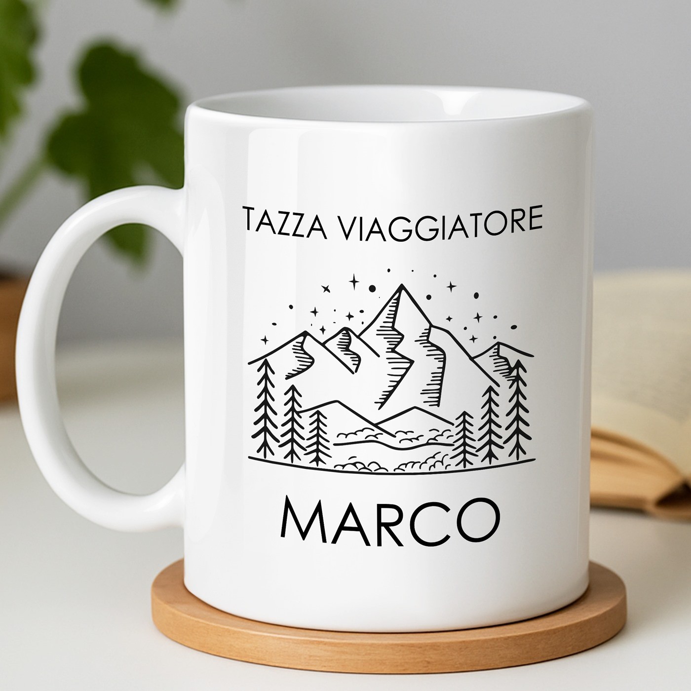 Mug blanc en céramique avec impression pour homme aventurier