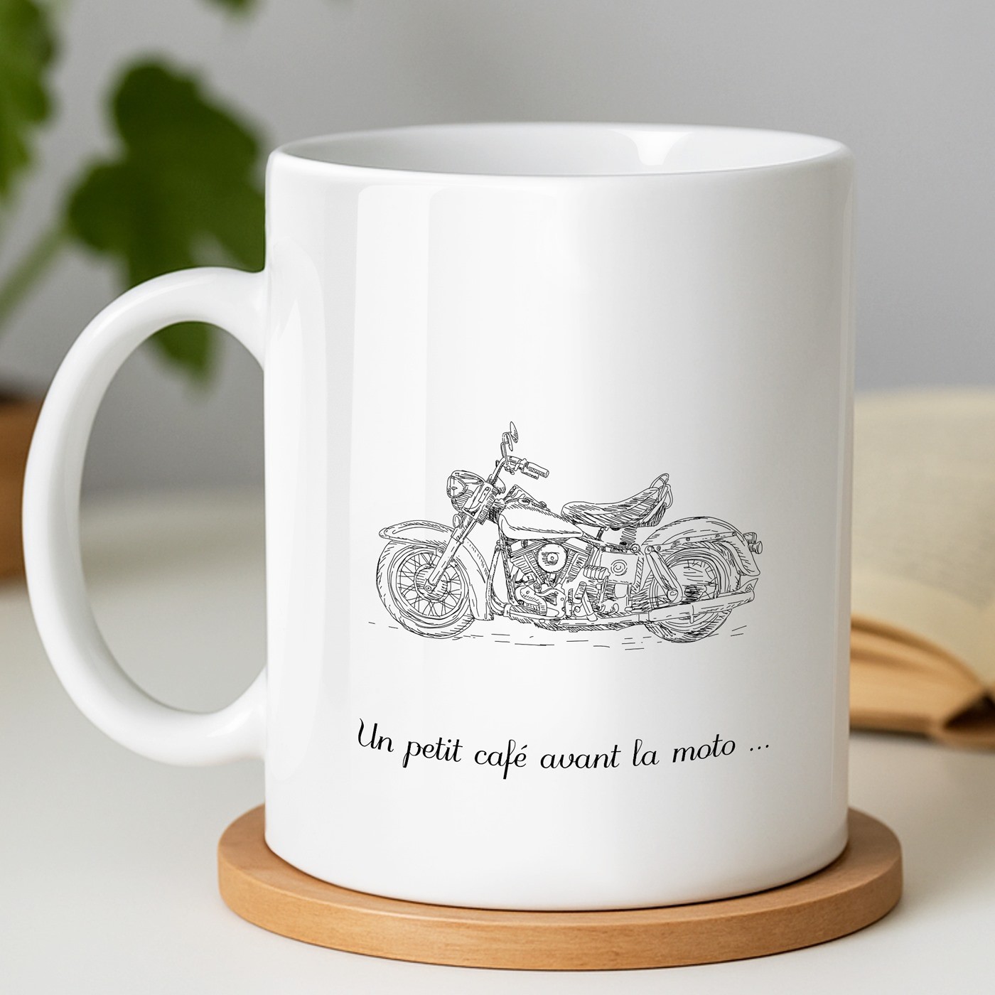 Mug blanc en céramique avec impression pour homme motard motocycliste