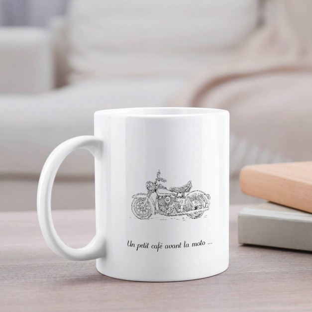 Mug blanc en céramique avec impression pour homme motard motocycliste