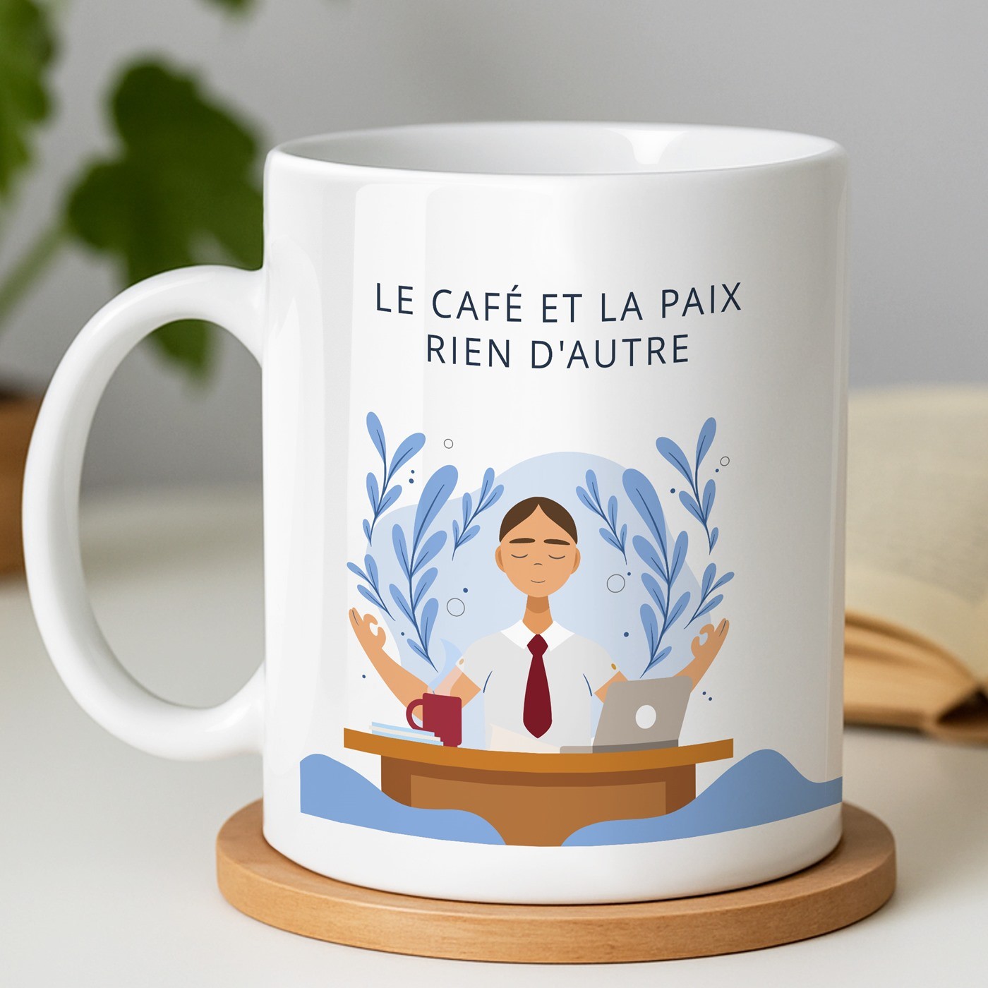 Mug blanc en céramique avec impression pour enseignant fin d'année