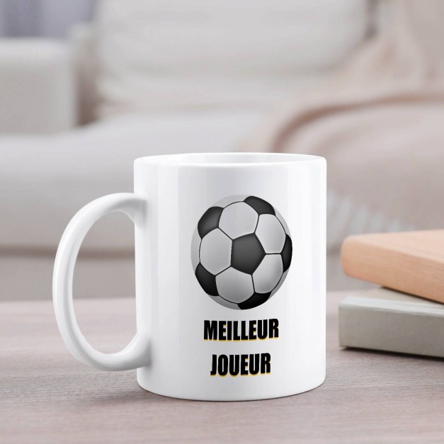 Mug blanc en céramique avec impression pour homme footballeur
