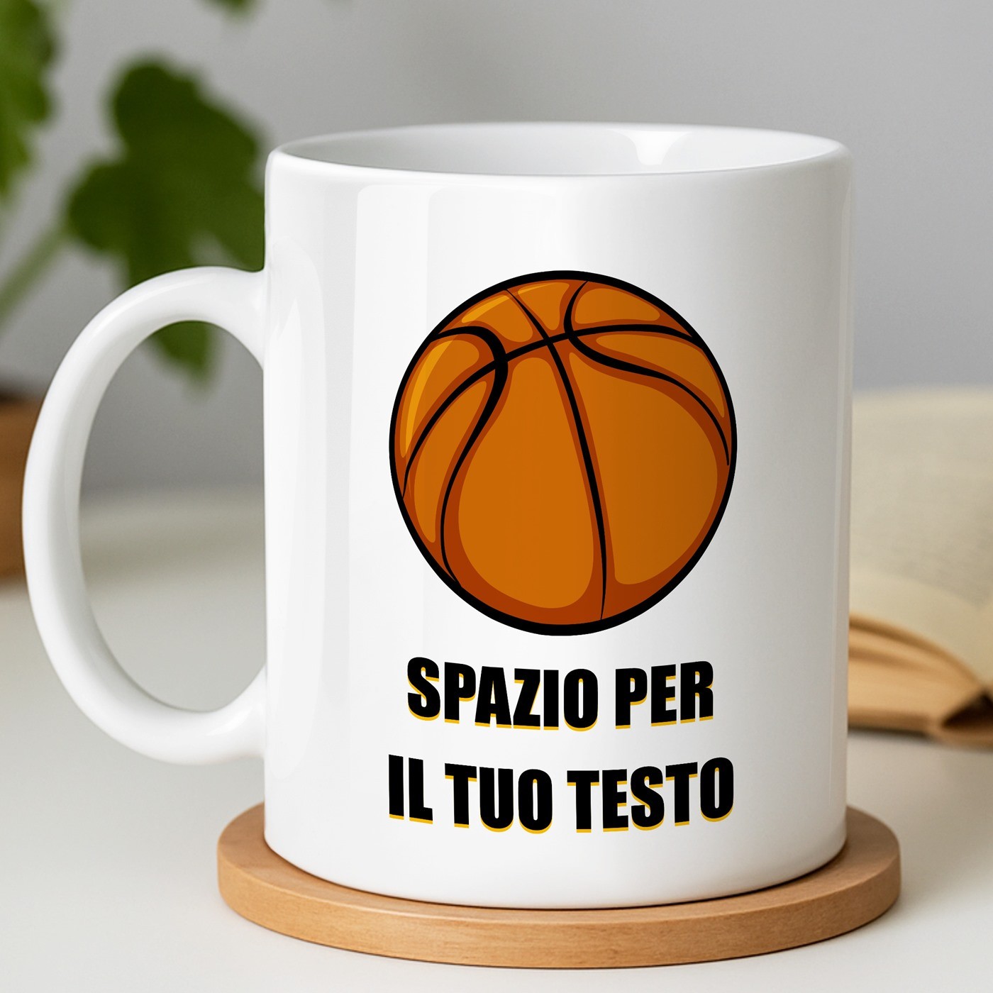 Mug blanc en céramique avec impression pour homme basketball