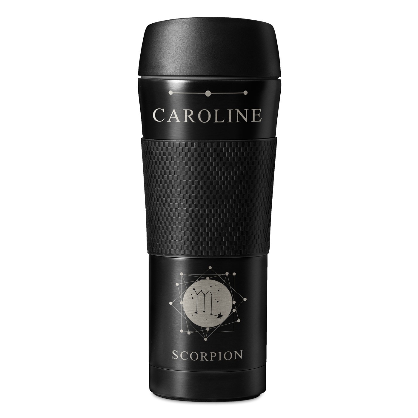 Mug isotherme noir avec revêtement antidérapant et gravure pour l'anniversaire d'une copine