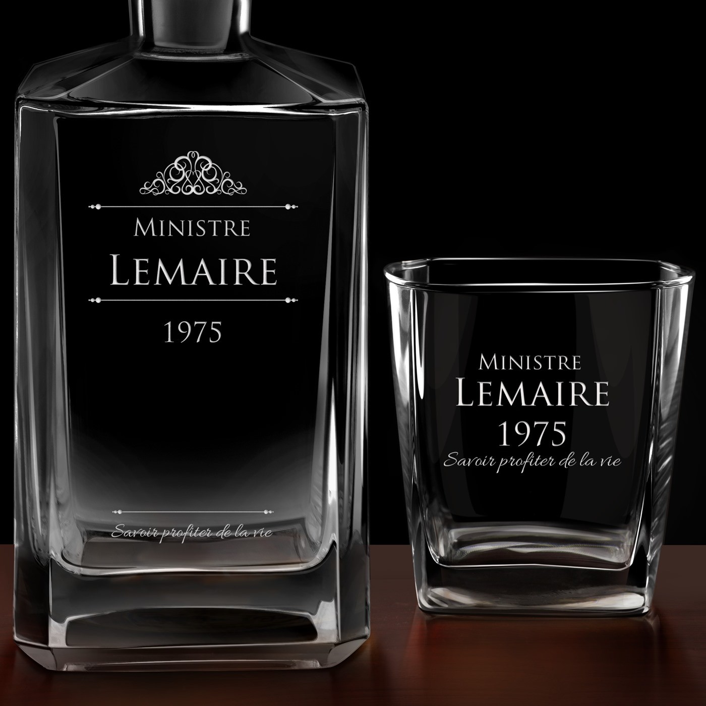 Carafe à whisky Bourbon et 6 verres avec gravure pour homme d'affaires pour anniversaire