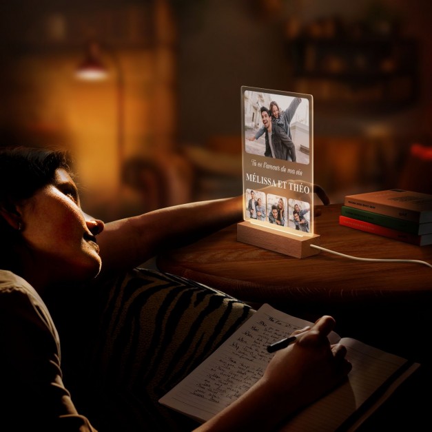 Lampe LED personnalisée de taille L avec photo l'amour de ma vie