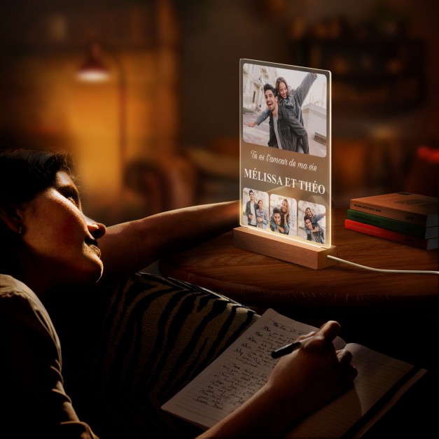 Lampe LED personnalisée de taille XL avec photo l'amour de ma vie
