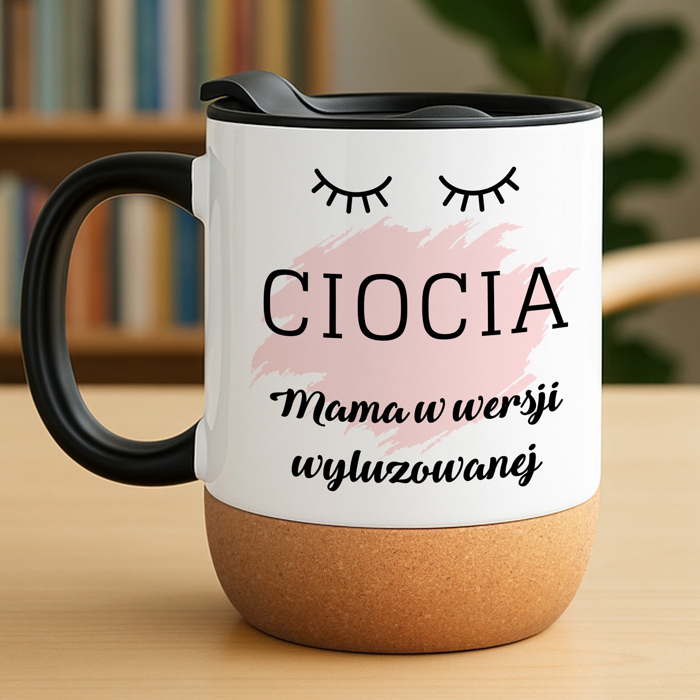 Mug blanc avec impression et couvercle pour tante anniversaire