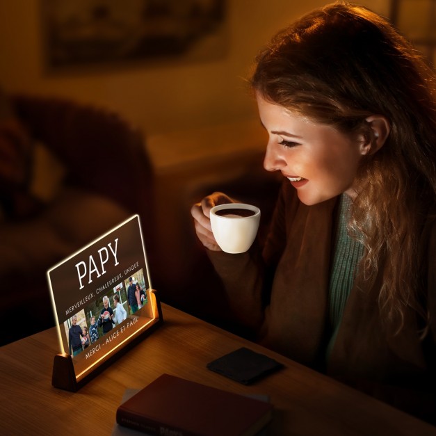 Lampe LED horizontale personnalisée avec photo pour papy