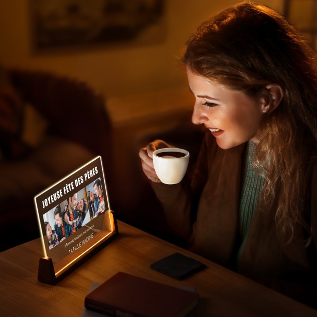 Lampe LED horizontale personnalisée avec photo pour la fête des pères