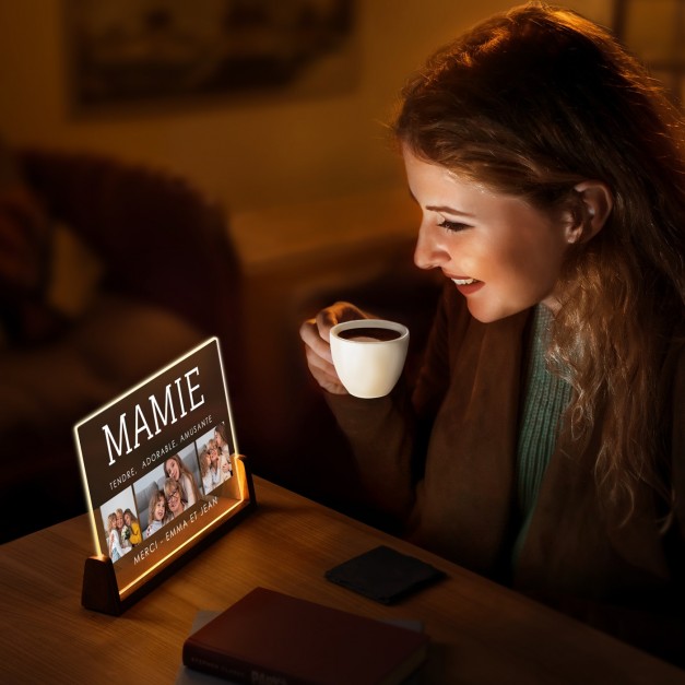 Lampe LED horizontale personnalisée avec photo pour mamie