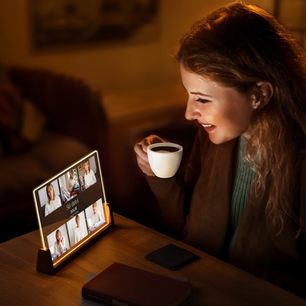 Lampe LED horizontale personnalisée avec photo pour femme pour anniversaire
