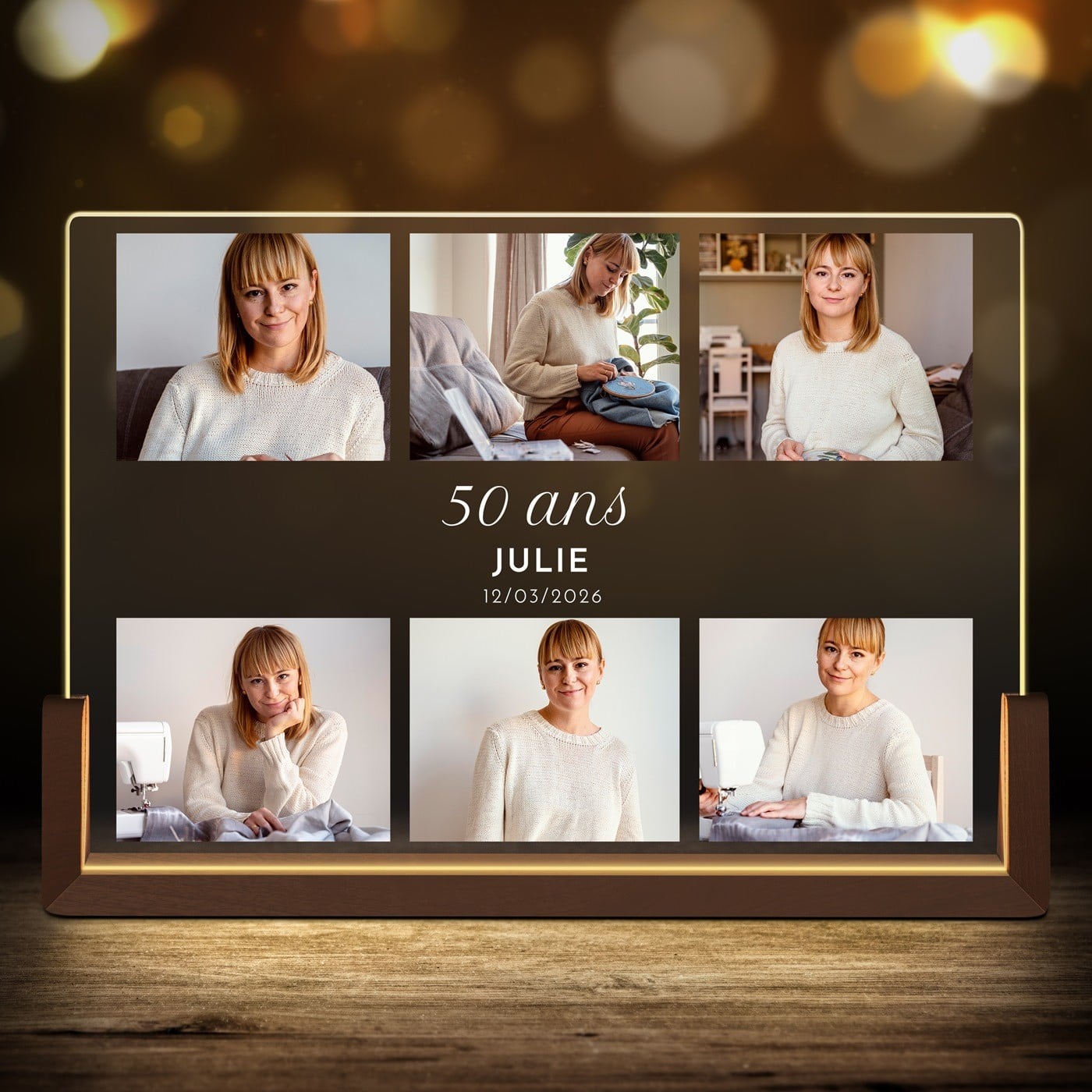 Lampe LED horizontale personnalisée avec photo pour femme pour anniversaire