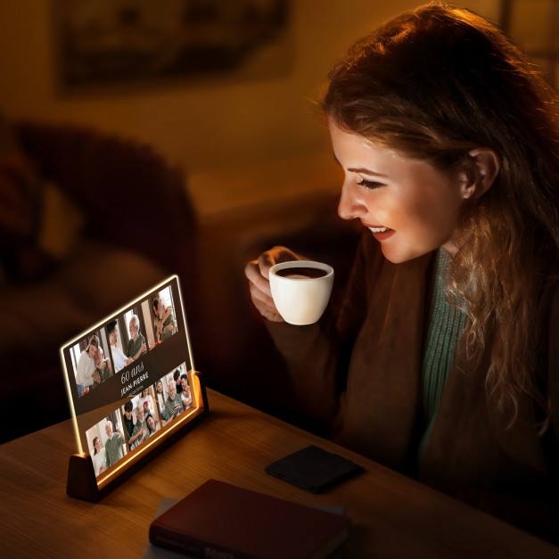 Lampe LED horizontale personnalisée avec photo pour homme pour anniversaire