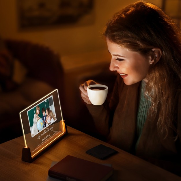 Lampe LED horizontale personnalisée avec photo pour prof