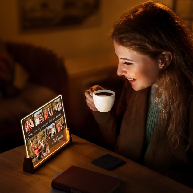Lampe LED horizontale personnalisée avec photo pour une amie