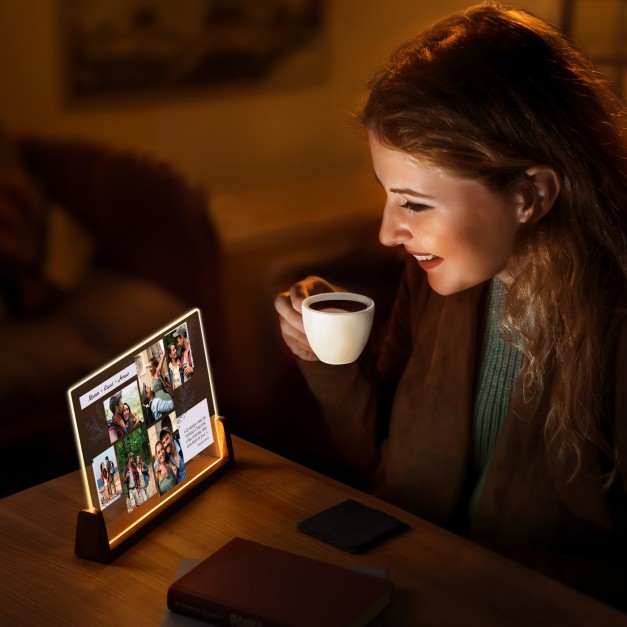 Lampe LED horizontale personnalisée avec photo pour un couple amoureux